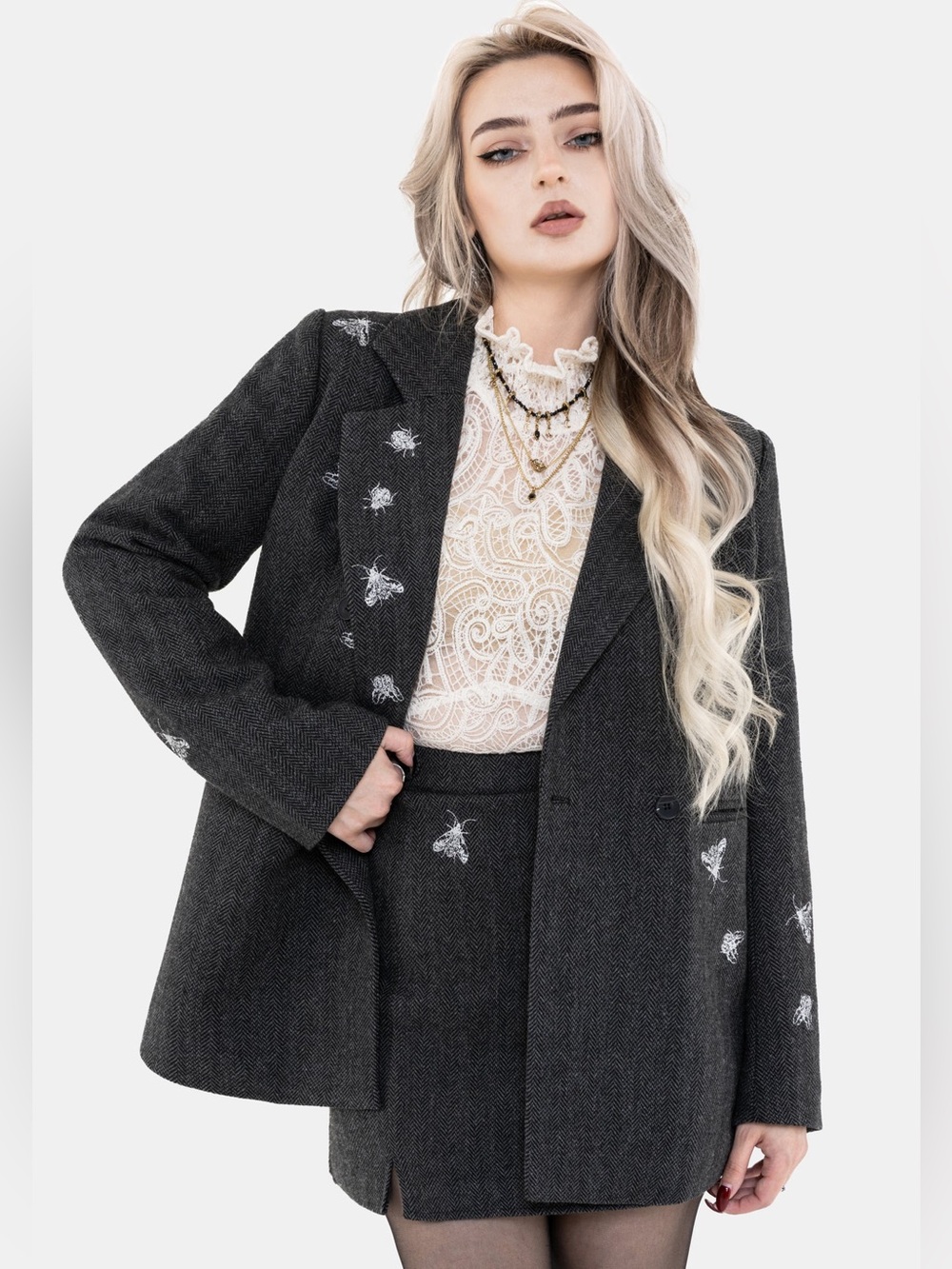 Disturbia Chrysina Beetle Sequin Embellished Relaxed Blazer US 16 / UK 20 - Picture 6 of 9